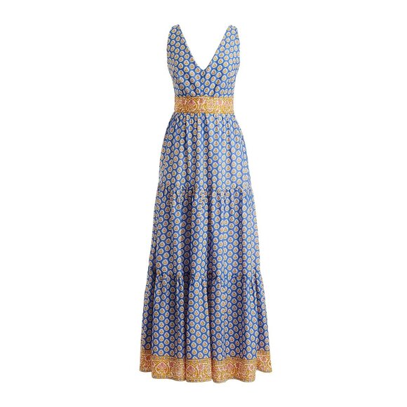 J. Crew Dresses & Skirts - NWT J.Crew Point Sur Tiered Maxi in Braga Vintage Peri Royal Blockprint Dress 10